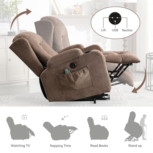 Power Lift Recliner Chair with Heat and Massage for Seniors, Blue P785