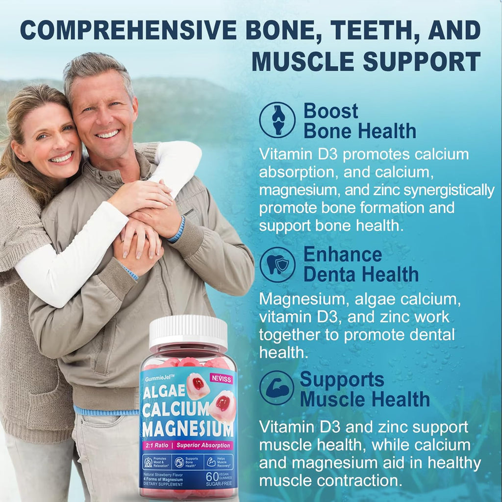 Calcium Supplement Gummy with Algae Calcium, Magnesium, Zinc, D3 & B12 W7916