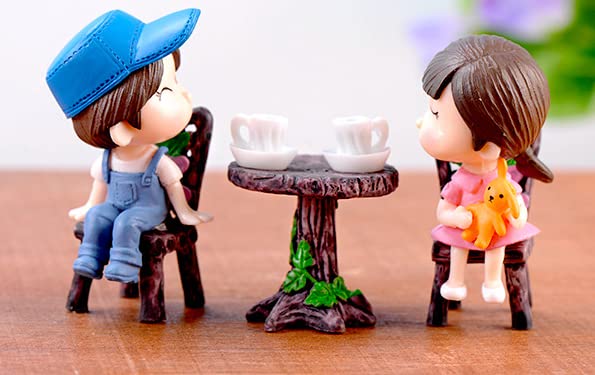 Miniature Table and Chairs Set for Dollhouse, Fairy Garden Furniture Ornament L584