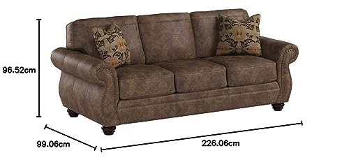 Signature Design by Ashley Olsberg Faux Leather Sofa with Nailhead Trim, Gray Y126