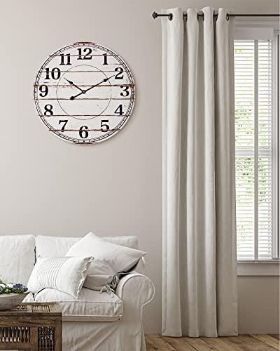 BEW 24 Inch Rustic Wooden Wall Clock for Living Room Decor A448478