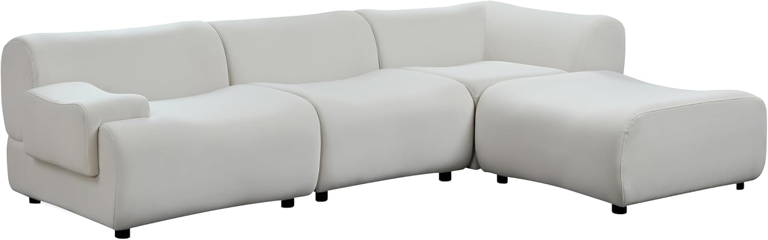 Luxury Modern Sectional Curved Sofa L-Shape Right Chaise White W737