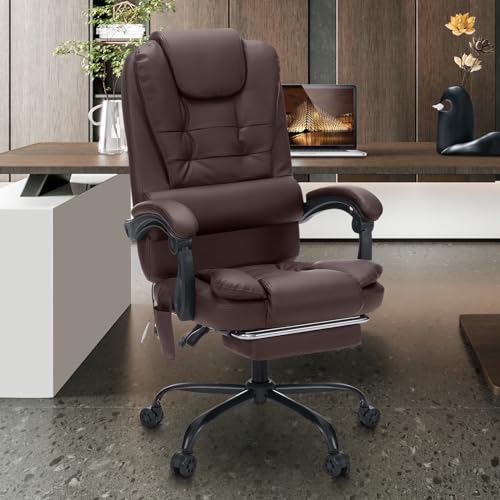 Executive Office Chair with Massage Reclining Footrest High Back Ergonomic Black E4676