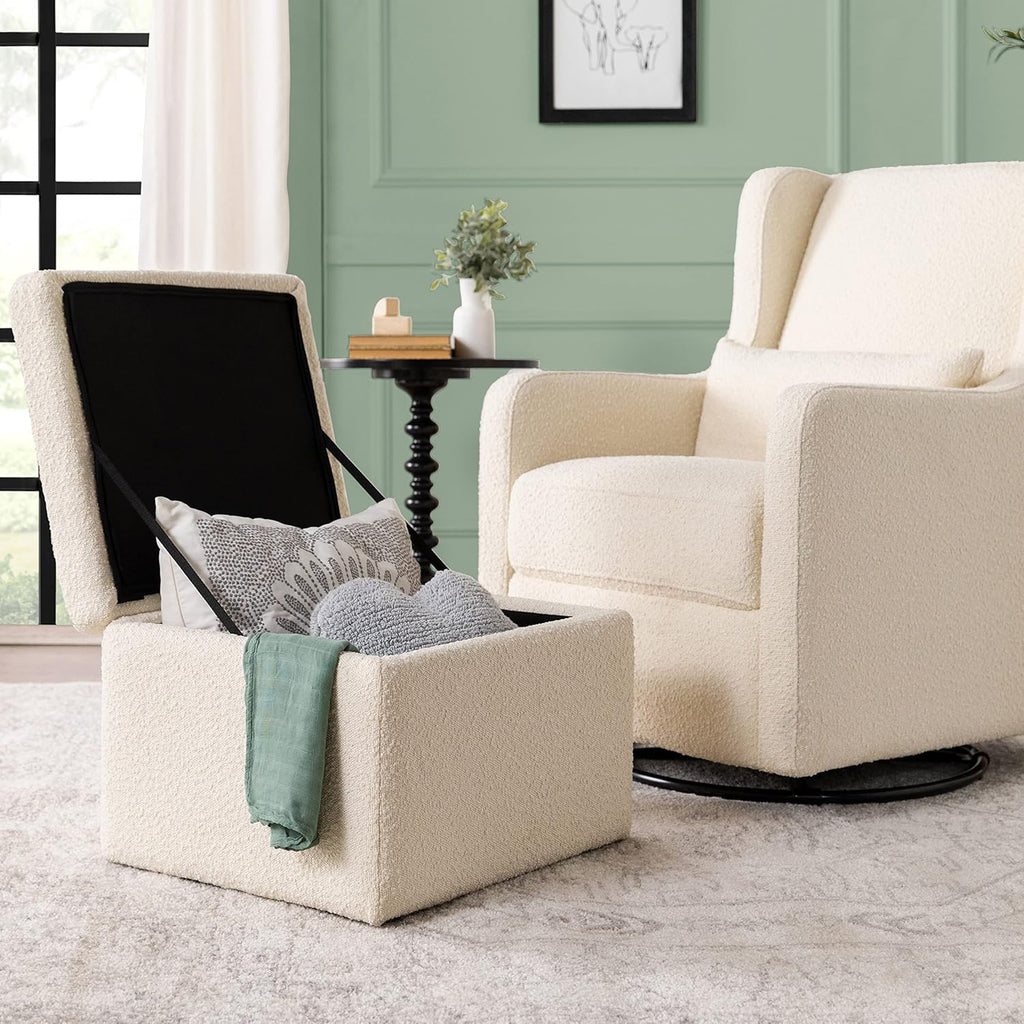 Carter's by DaVinci Adrian Swivel Glider with Storage Ottoman, Ivory Boucle R715477