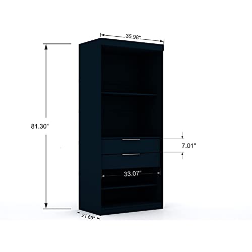 Manhattan Comfort Mulberry 2.0 Corner Wardrobe Closet with Drawers, White X387
