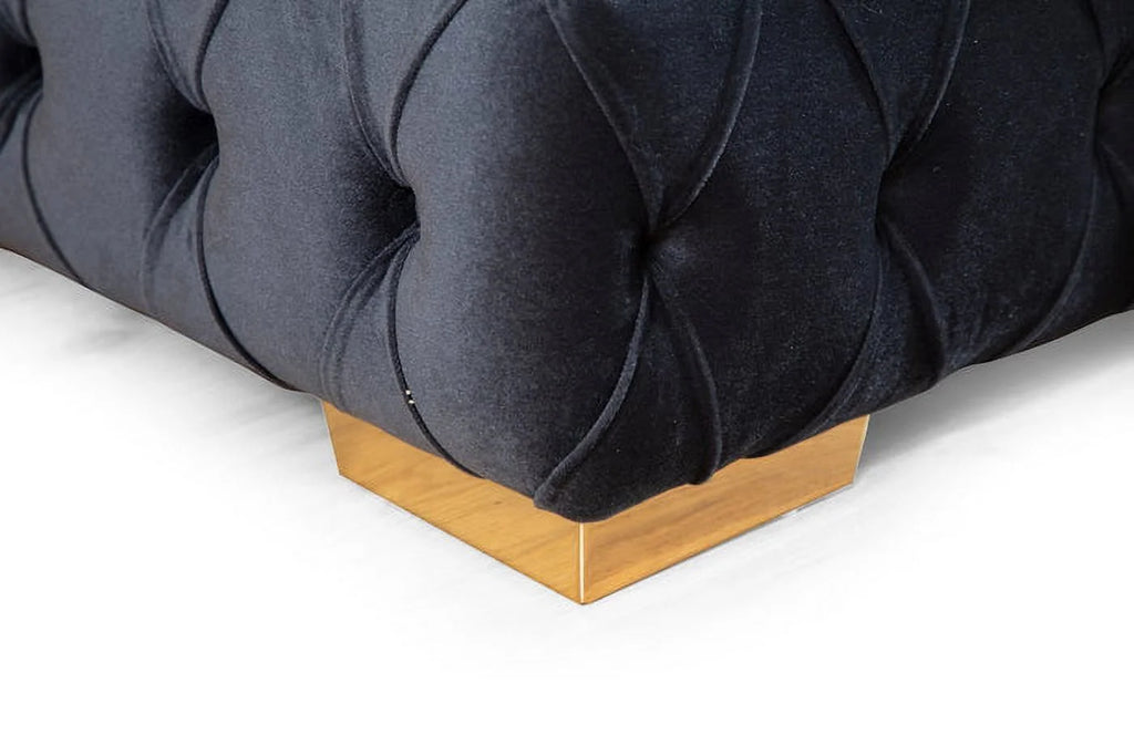 Paris Black Sectional Charcoal Velvet Double Chaise U660