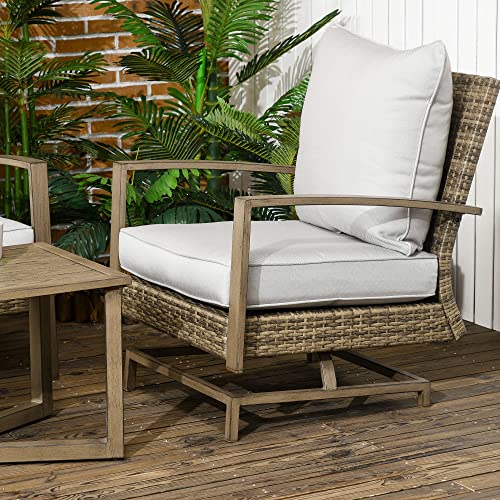 Outsunny 4 Piece Wicker Patio Furniture Set with Rocking Chairs, Loveseat, and Table T232