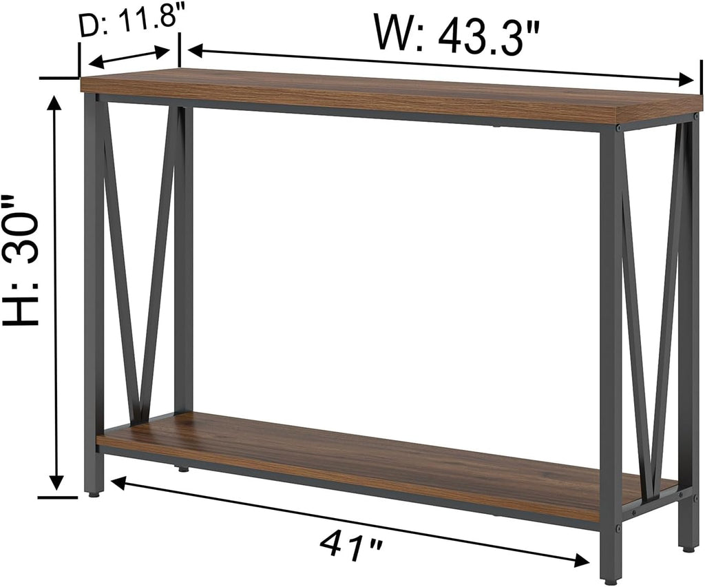 FOLUBAN Modern Coffee Table with Storage Shelf, Rustic Walnut T526484