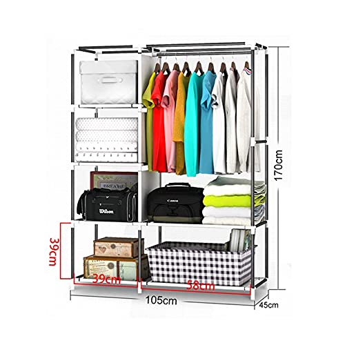 Portable Wardrobe with Metal Frame, 170 x 105 x 45cm V86978