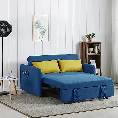 TRIPLE TREE Loveseat Sofa Bed, 3-in-1 Convertible Sleeper Chair, Cream Fabric I47299