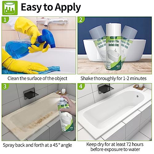 Tub and Tile Spray Paint White 450ml (2 Pack), Bathtub Refinishing Kit V51678