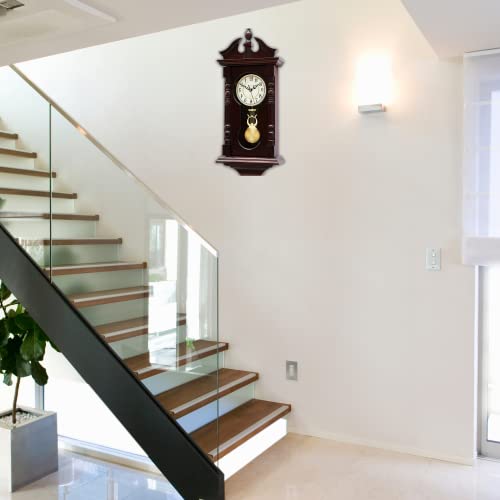 Grandfather Wall Clock Battery Operated Wood Pendulum with Westminster Chime K83714