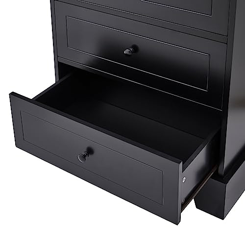 68.1" Tall Storage Cabinet with 2 Doors and 4 Drawers, Black I65705