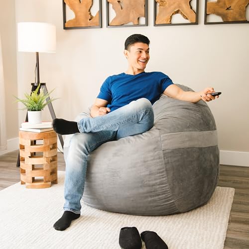 Big Joe Fuf Medium Foam Filled Bean Bag Chair with Removable Cover, Collegiate Green U640