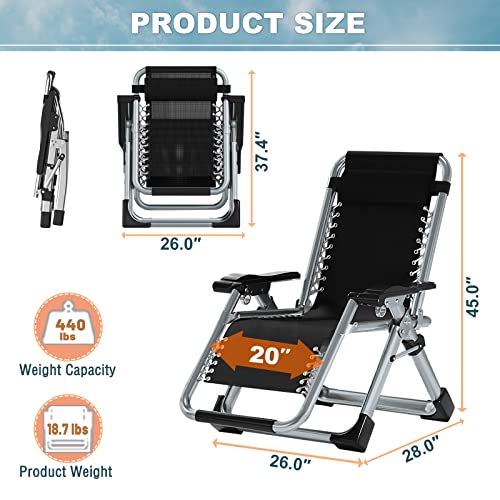ABORON Zero Gravity Chair Outdoor Folding Lounge Recliner with Cushion Headrest & Tray S620