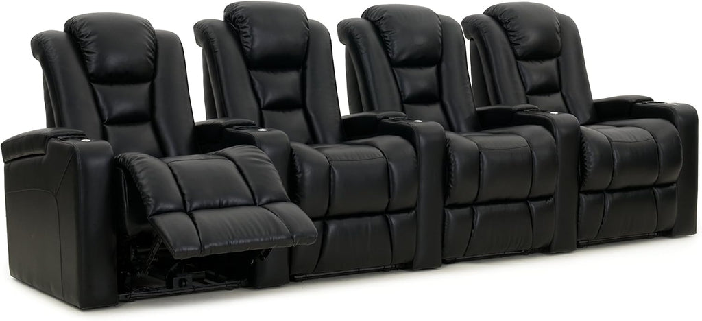 Octane Seating Mega XL950 Home Theater Seats - Black Bonded Leather - Row of 4 X483