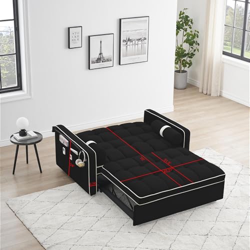 LUMISOL Convertible Couch with Pullout Bed, 3 in 1 Sleeper Sofa, Beige G86561