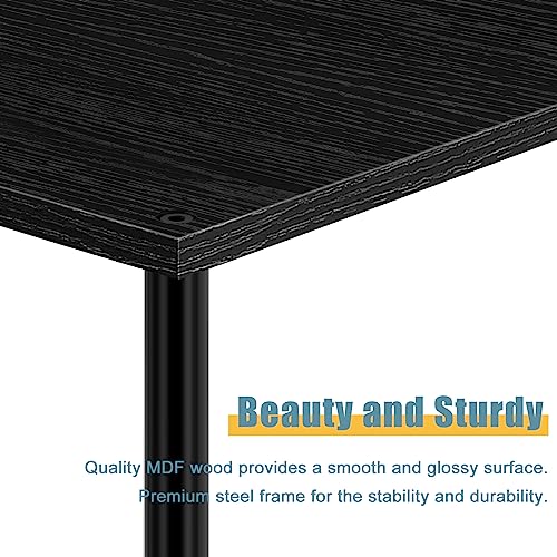 Vrisa End Table Set of 2 with Wheels, 2-Tier Narrow Side Table for Small Spaces, Black T3794