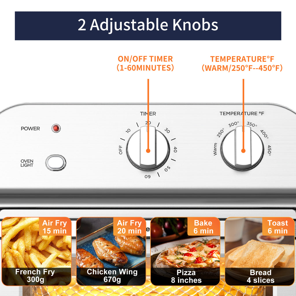 Toaster Oven, Countertop Air Fryer, 1500W Stainless Steel, Silver I28125