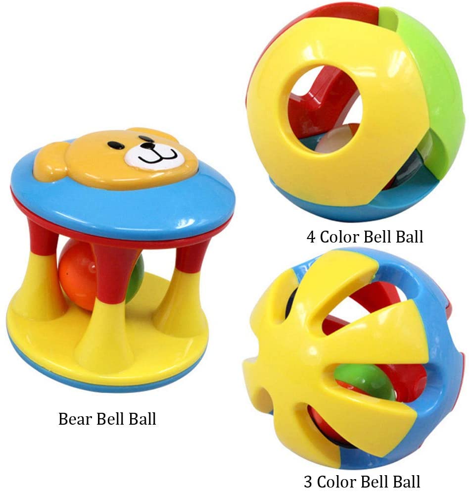YINYUE 3 Pcs Baby Rattle Ball Toys Colourful Shaking Bell Developmental Rolling Balls N7014