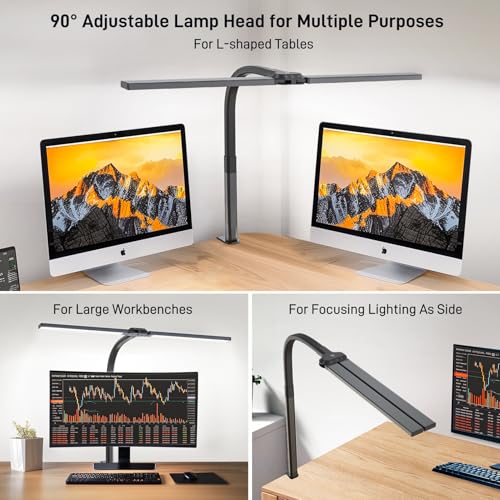 LED Desk Lamp with Clamp, Double Head Architect Task Lamp, Stepless Dimming G651629