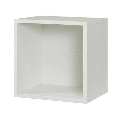 Magic DIY Cube Storage Organizer -Cube Storage Shelf -Wood Storage Cubes -Stackable Cubes Perfect for Books Clothes Toy(Pure White-Washed, General Cube)