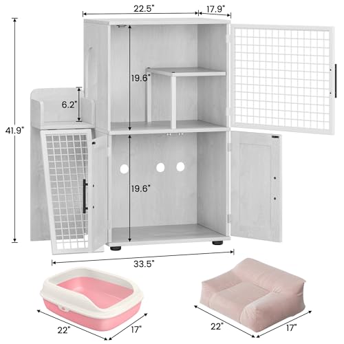 IDEALHOUSE Modern Villa Cat Litter Box Enclosure with Platform, Wax Wood H4670