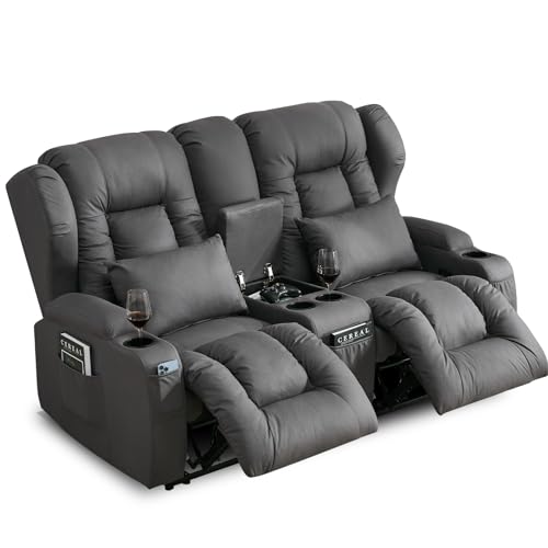 SAMERY 65.5" RV Loveseat Recliner with Console, Beige O29463
