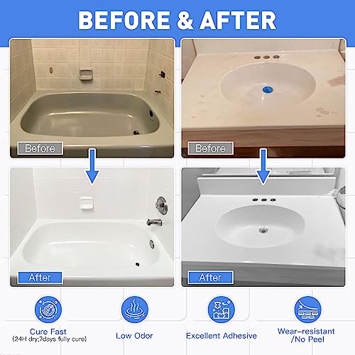 Tub and Tile Refinishing Kit with Tools, Semi-Gloss White, Water Based, 25-30 sq.ft V933