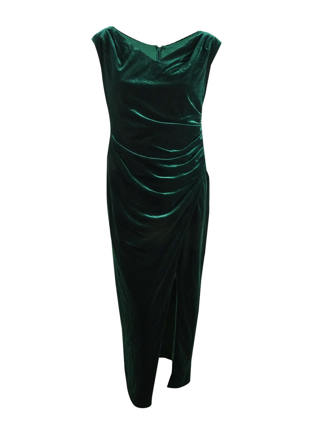 Betsy & Adams Women's Plus Size Ruched Velvet Gown (14W, Hunter)