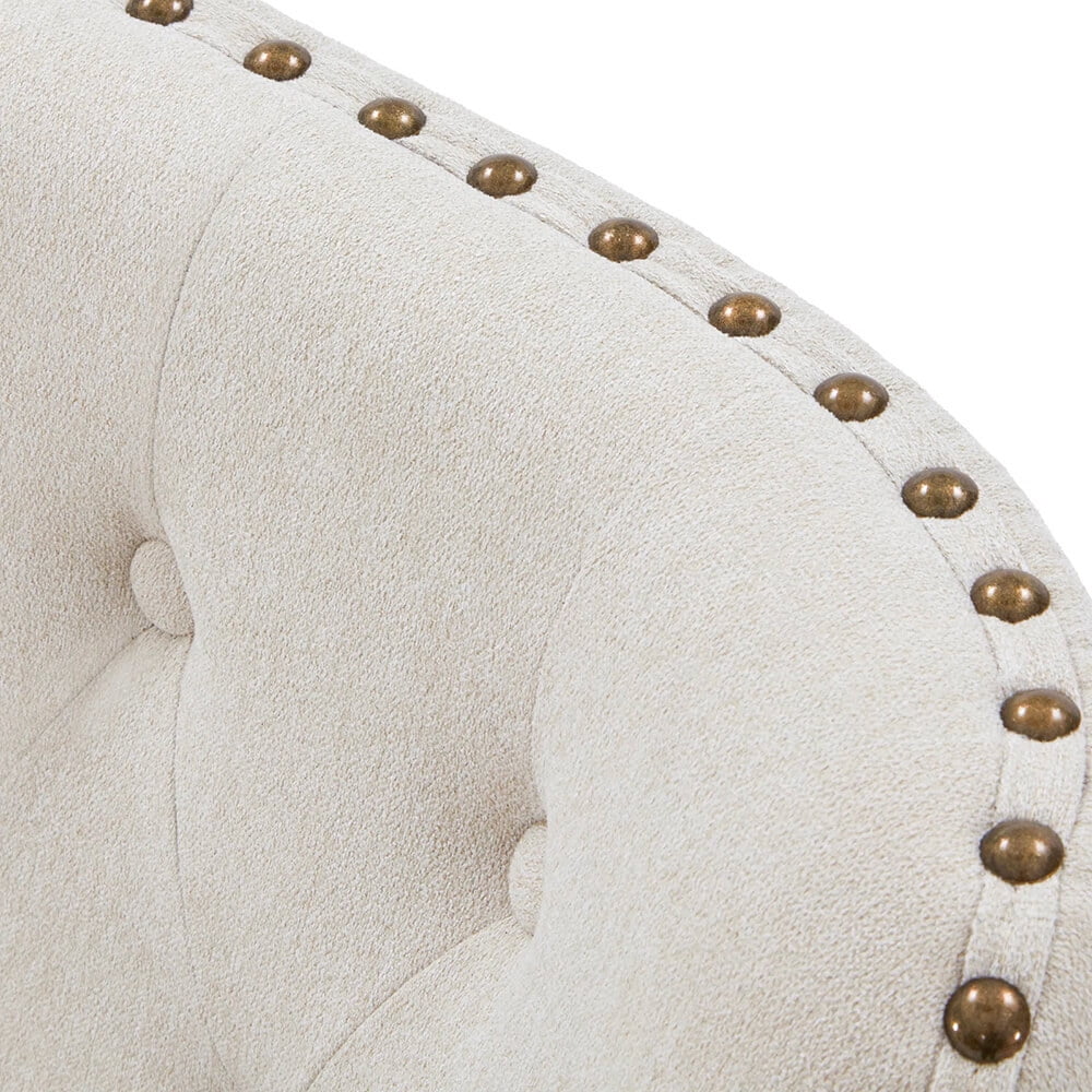 Accent Chair with Ottoman, Tufted Armchair for Bedroom Living Room, Beige D17953