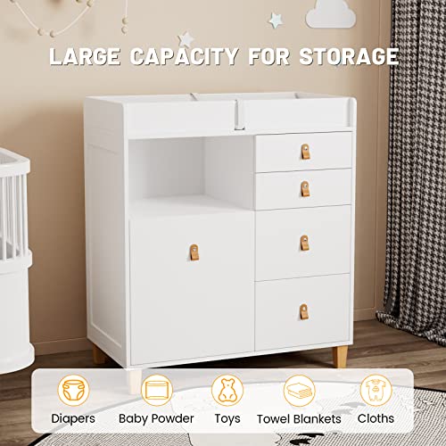 Baby Changing Table Dresser with Drawers & Shelf, White O5787