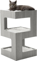 ACH Modern Cat Furniture Cat Tree Spacious Perch Multi-Level Cat Tower for Indoor Cats 27.5 Inch Luxury Cat Tree Stand House for Kittens with Removable Soft Blanket and Condo