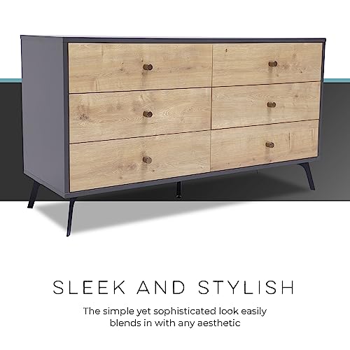 Raveena MAX Chest Buffet Cabinet with Six Sliding Drawers, Oak Dark Gray V553
