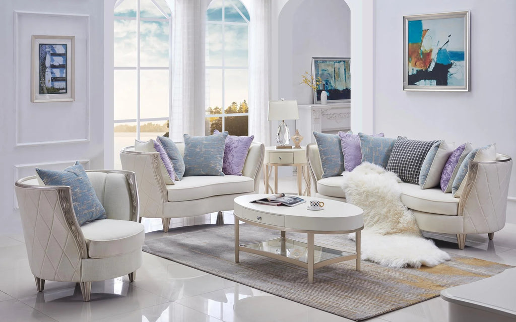 McFerran SF2518 Linen Blend Sofa & Loveseat Set 2 Pcs X4455