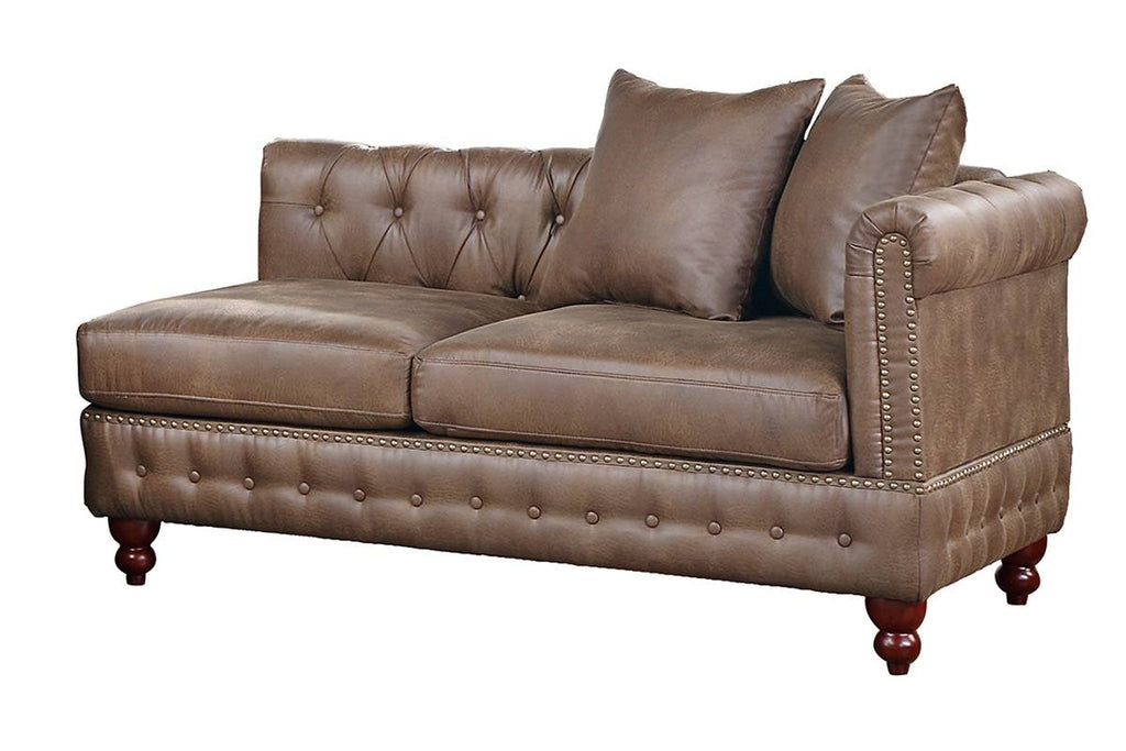 Dark Coffee Leatherette Solidwood Sectional 4pc Set with Ottoman R205