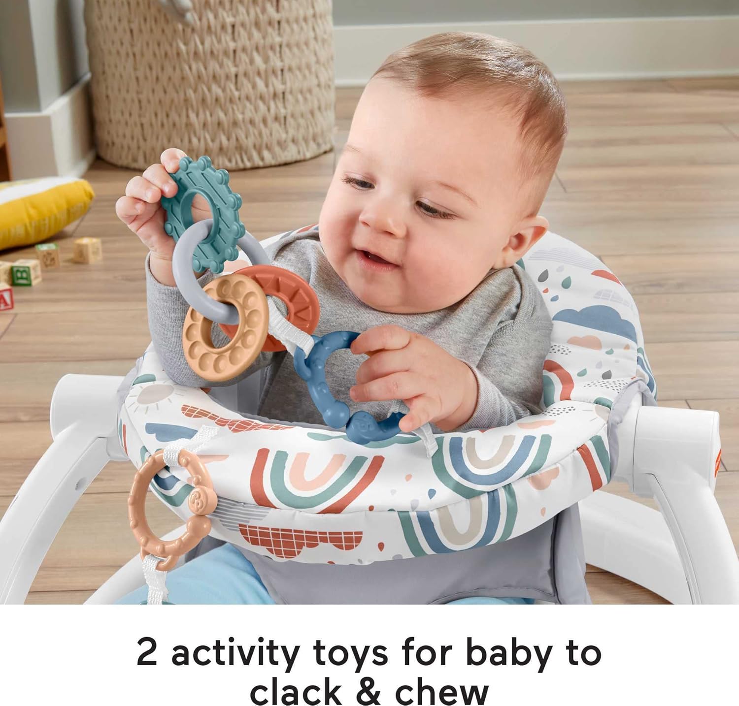 Fisher-Price Sit-Me-Up Floor Seat with Developmental Toys, Rainbow Sprinkles N563787