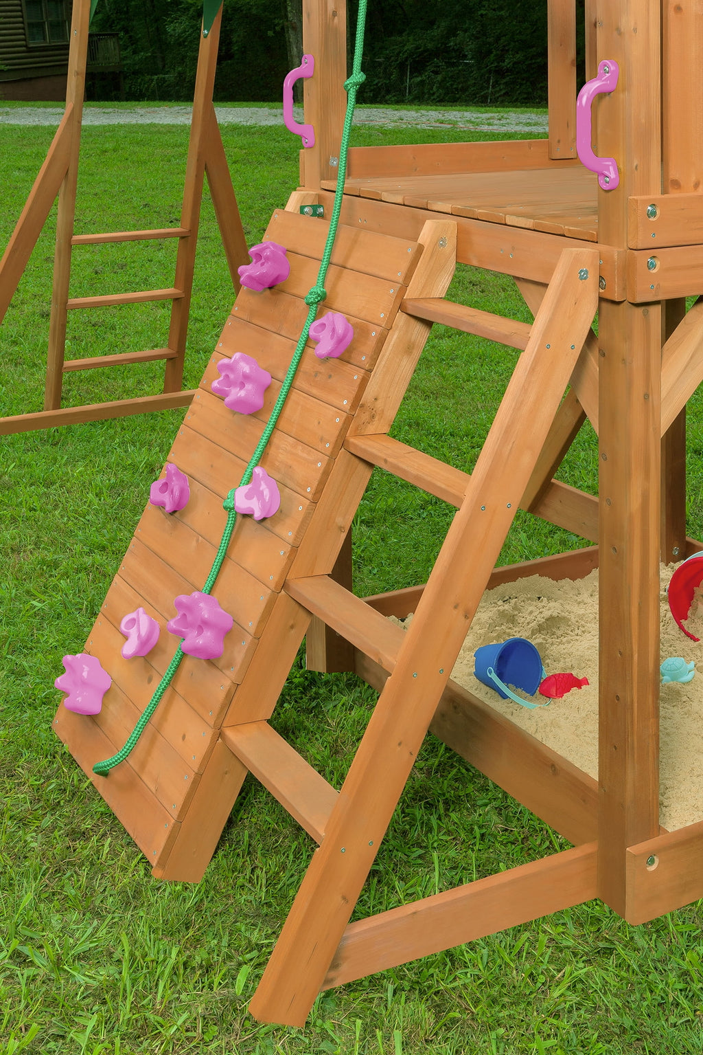 Creative Cedar Designs Mountain View Lodge Swing Set with Wooden Roof X456
