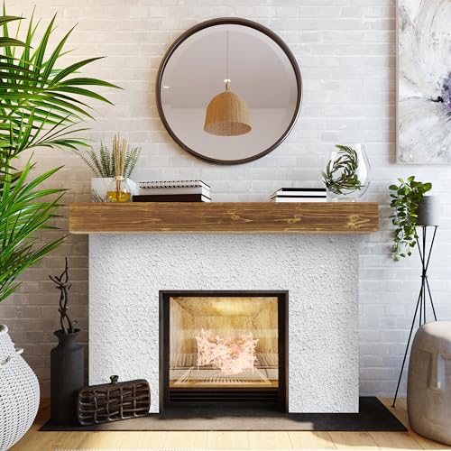 60" Rustic Wood Fireplace Mantel Wall-Mounted Floating Shelf P820