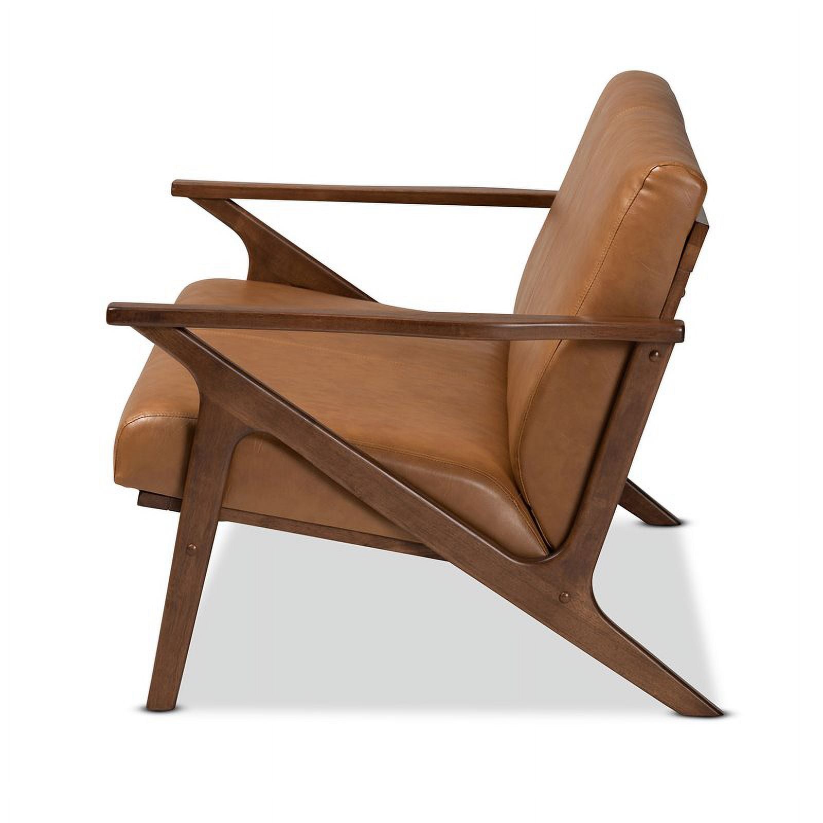 Bowery Hill Mid-Century Faux Leather Loveseat Walnut Brown/Tan Q638143