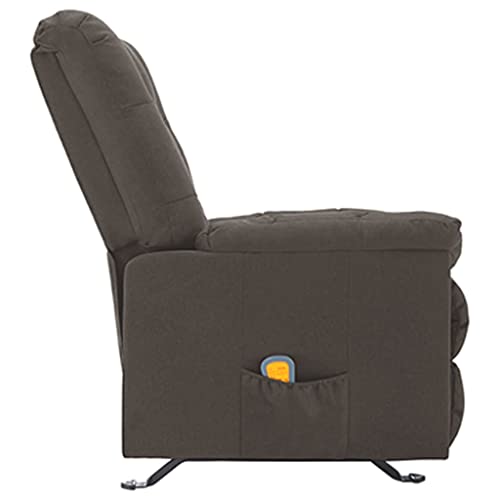 Massage Recliner Wingback Chair Brown Fabric U7191