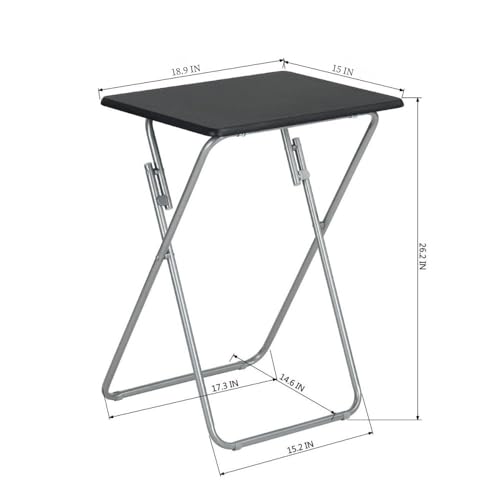 FurnitureR Folding Table with Wood Top Metal Frame, 14.1 x 18.9 x 26 in N38235