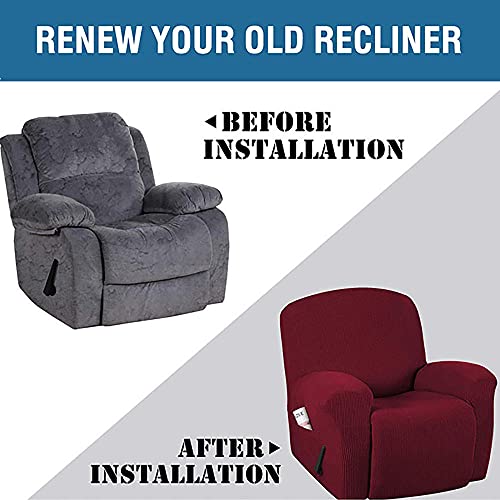 Stretch Recliner Chair Cover with Pockets White Single Seat Y225091