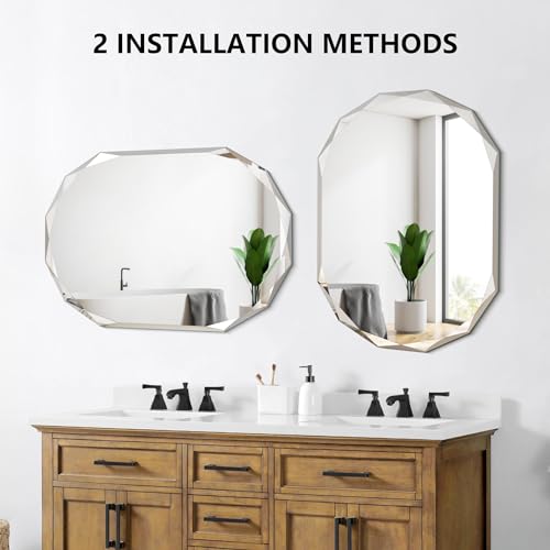 Frameless Bathroom Mirror 20x28 Beveled Edge Wall Mounted Z609795