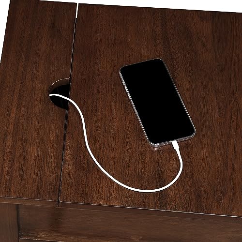 Convenience Concepts Country Oxford End Table with Charging Station, Espresso Z642