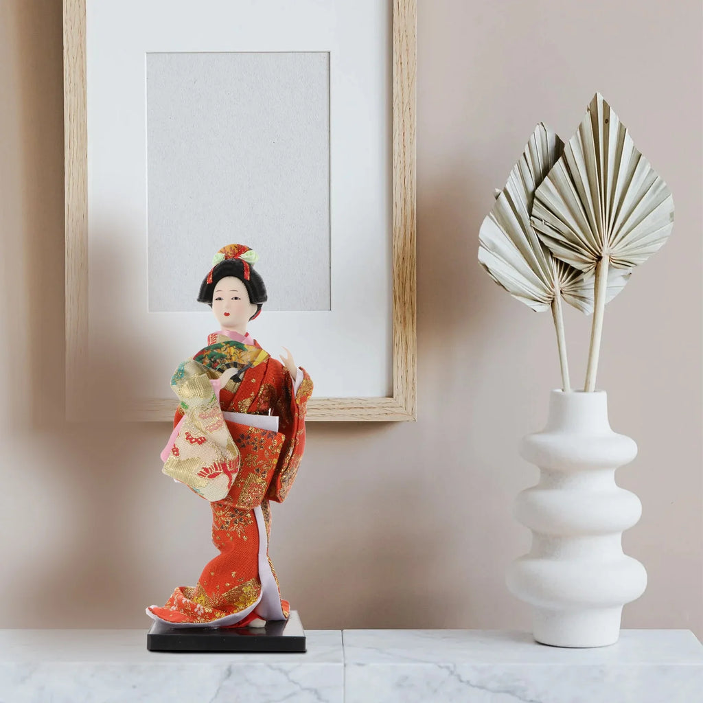 2 Pc Kimono Doll Japanese Style Desktop Adornment Silk Art Crafts C724817