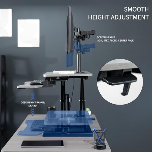 VIVO Height Adjustable 32 inch Standing Desk Converter with Dual Monitor Stand, White M791057