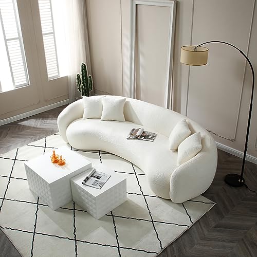 Couch Contemporary Half-Moon Curved Modular Sectional Sofa, 6 Pillows Included, Ginger G6127