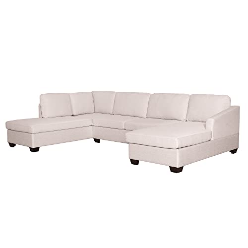 Modern U-Shape Sectional Sofa with Double Chaise Lounge, Beige H5039