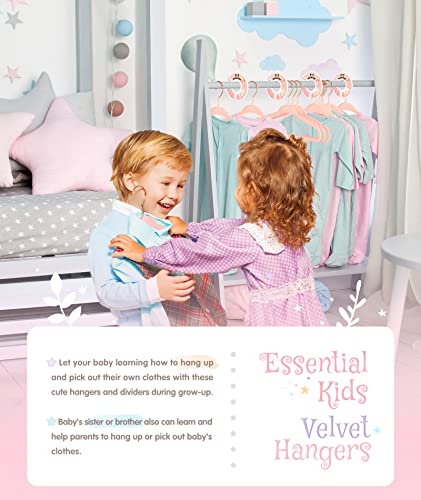 VIS'V 11 Inch Pink Velvet Kids Hangers with 6 Pcs Size Dividers, 30 Pack R91689